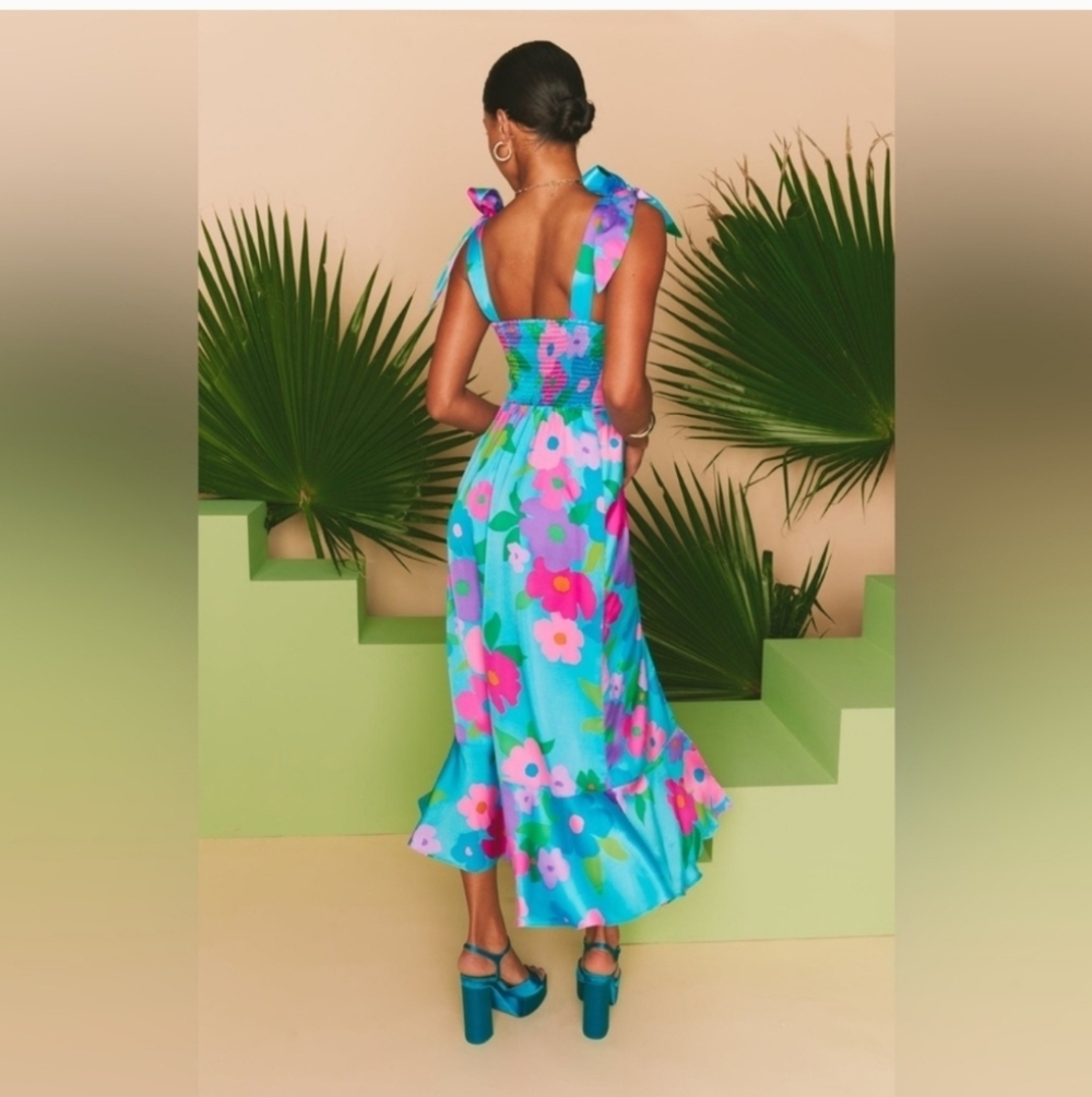 Show Me Your Mumu Garden Midi Dress ~ Multi Piccadilly Floral - Picture 3 of 6